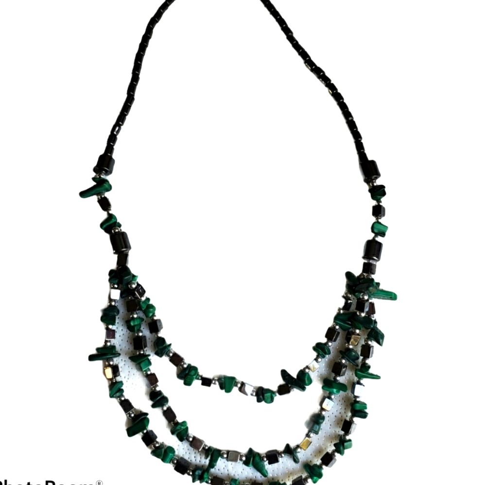 Malachite Hematite Natural Stone Necklace